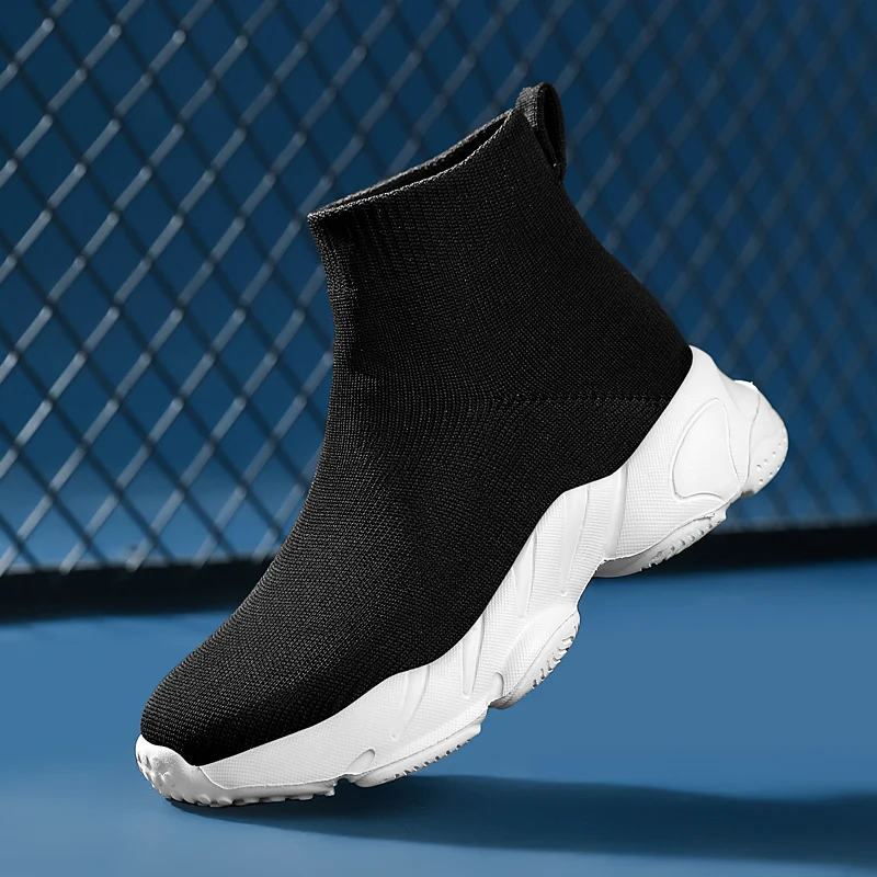 STRONGSHEN Children Socks Shoes Girl Boy Sneakers Slip-on Breathable Fashion Non-slip Casual Sports Tennis Boy Black Sock Sneake