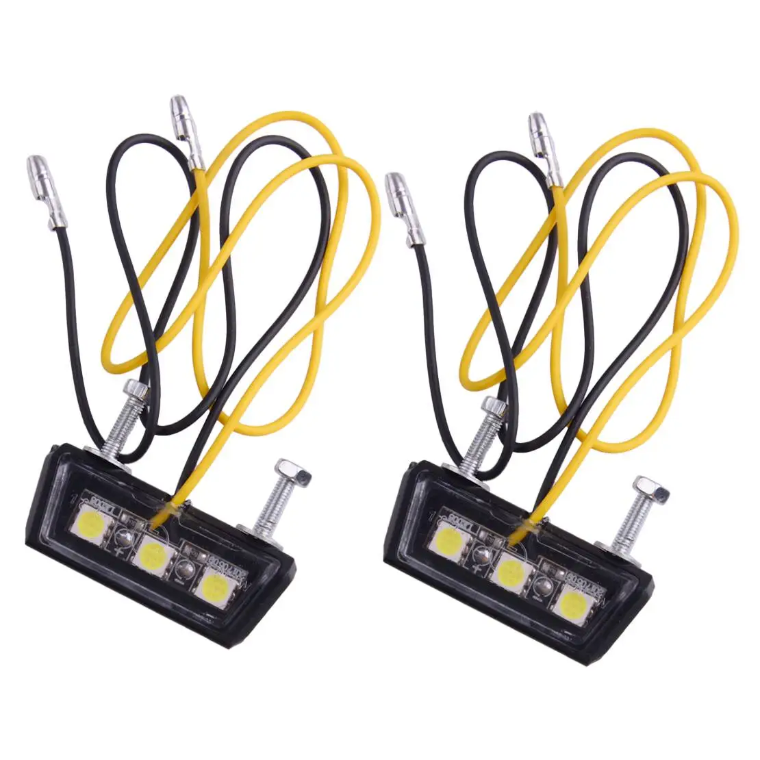 Mini feu arrière de plaque de planificateur de moto, lampe d'étiquette de numéro de queue, nouveau, ambre, 3LED, 2 pièces