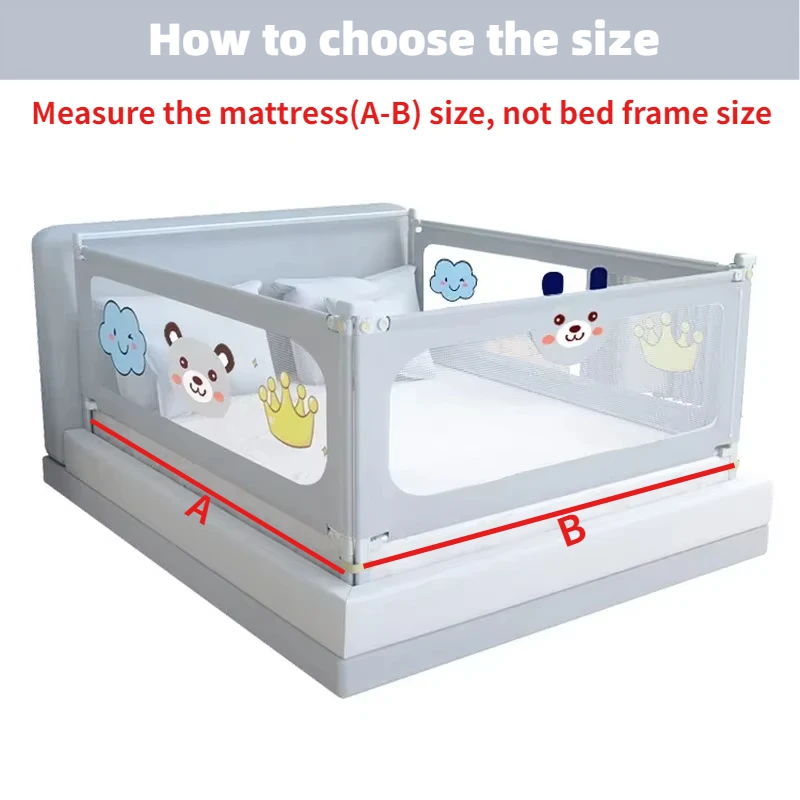 IMBABY قضبان سلامة السرير قابلة للرفع حاجز حماية السرير الكرتون سلامة الطفل حاجز سرير أقوى سياج قابل للغسل سرير حامي درابزين #6