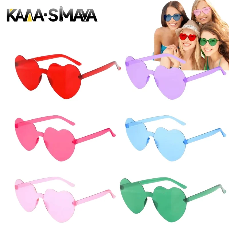40Pcs Beach Heart Sunglasses for Women Oversized Heart Shaped Children Glasses Rimless Fun Sunglasses Pack for Party Favors