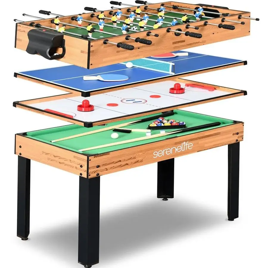

4in1 Multi Game Table, 48 Sports Arcade with Accessories, Ping Pong, Air Hockey, Pool Billiards, Soccer Foosball All in One, for