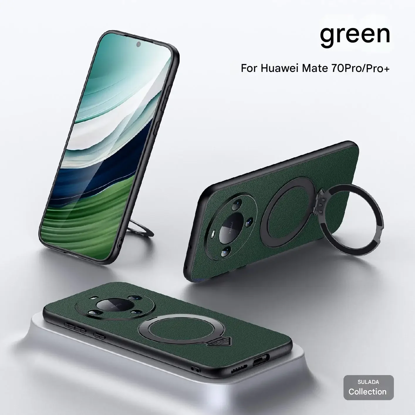 

shell For Huawei Mate 70 pro case magnetic metal ring holder leather cover anti fall cover For Huawei Mate 70 pro plus case