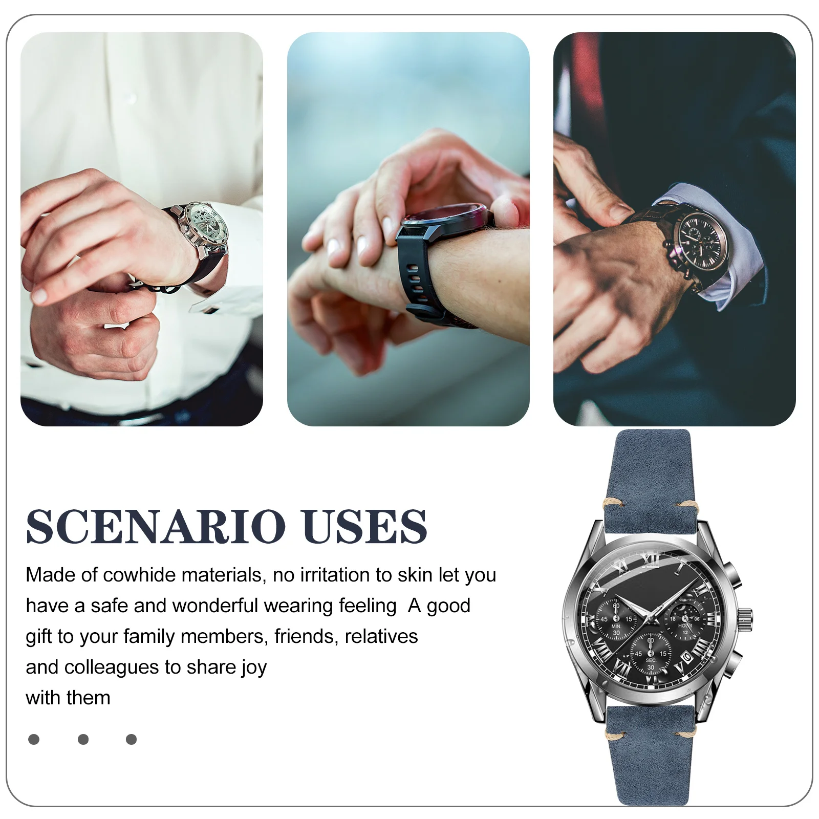 

Watchband for Man Wrist Bands Men Cowhide Wristwatch Strap Replacement Watchstrap