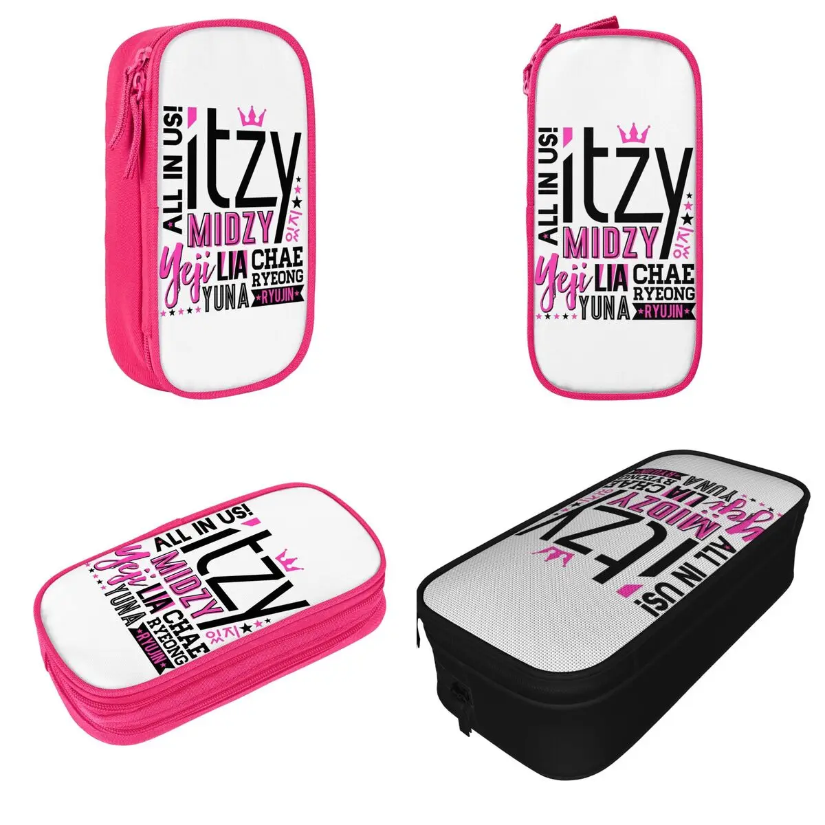 ITZY Font Collage portalápices bolsas para estudiantes, almacenamiento grande, suministros escolares, lápices cosméticos