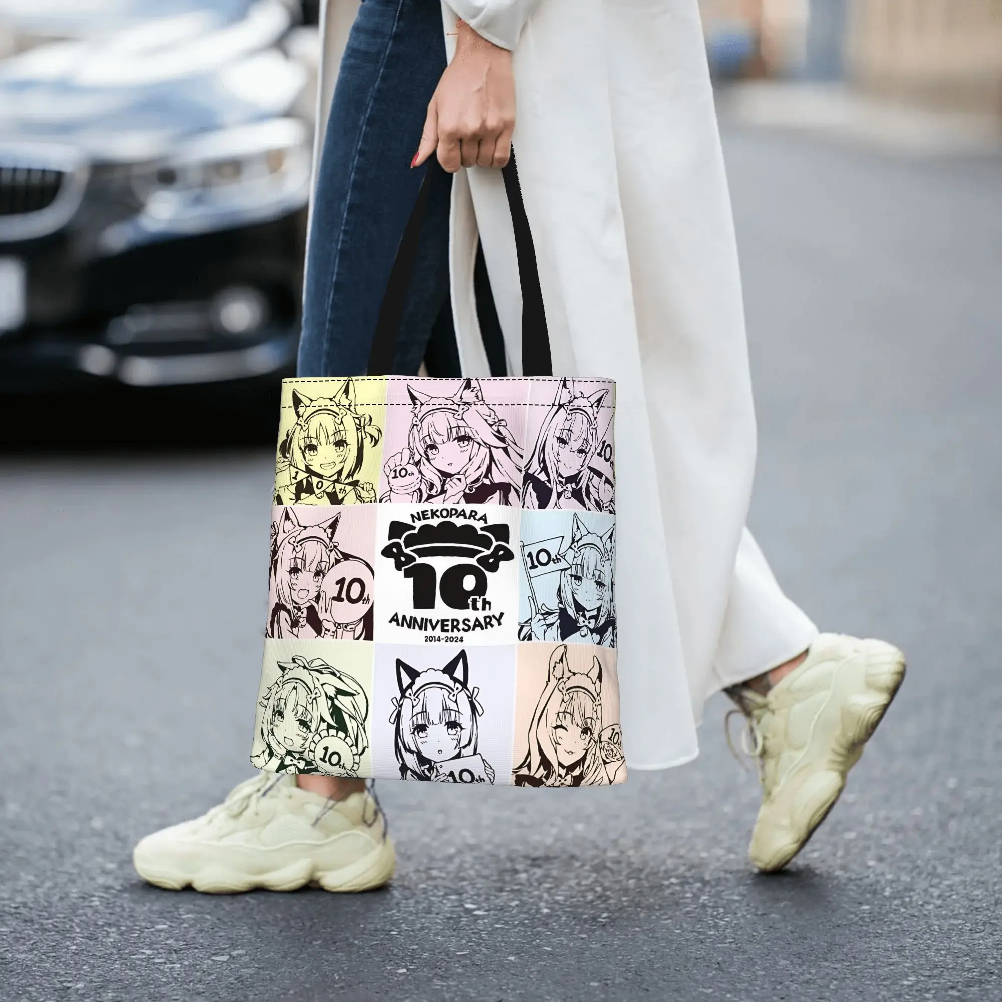 Bags For Woman Colorful Anime Girl Shopping Bag Its bags Reusable Double Sided Canvas Tote Bag Shoulder  Handbag