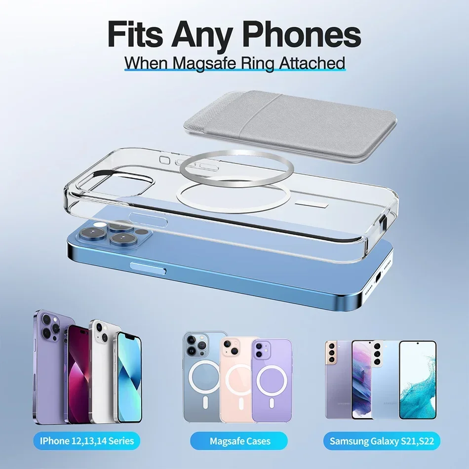 Magsafe Card Wallet Case Magentic Wallets Lycra Elastic Bank Card Holder Slim Compatible for IPhone 16 15 Pro Max Samsung 21 22