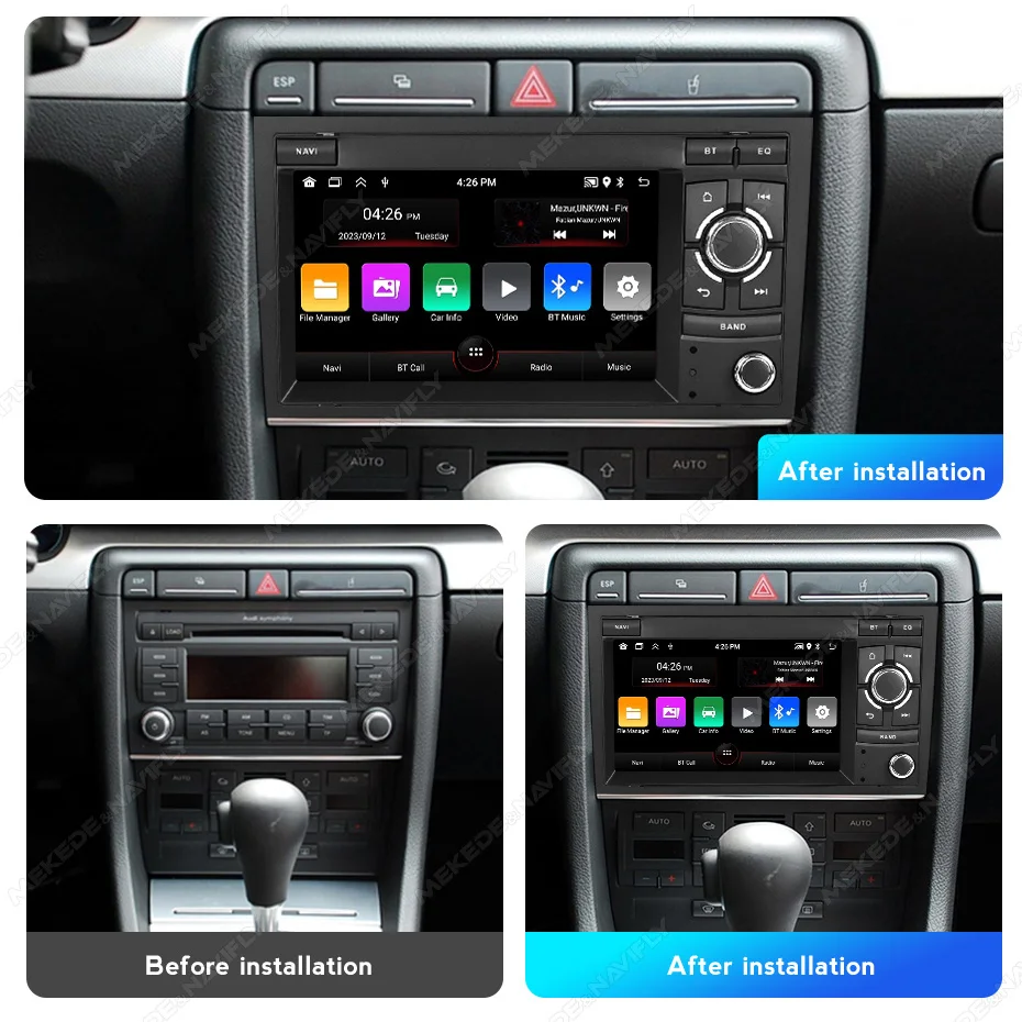 7Inch Android 15 Car Radio Stereo For Audi A4 2002-2009 Single-Sided Button Wireless Carplay Multimedia Player GPS Navigation BT