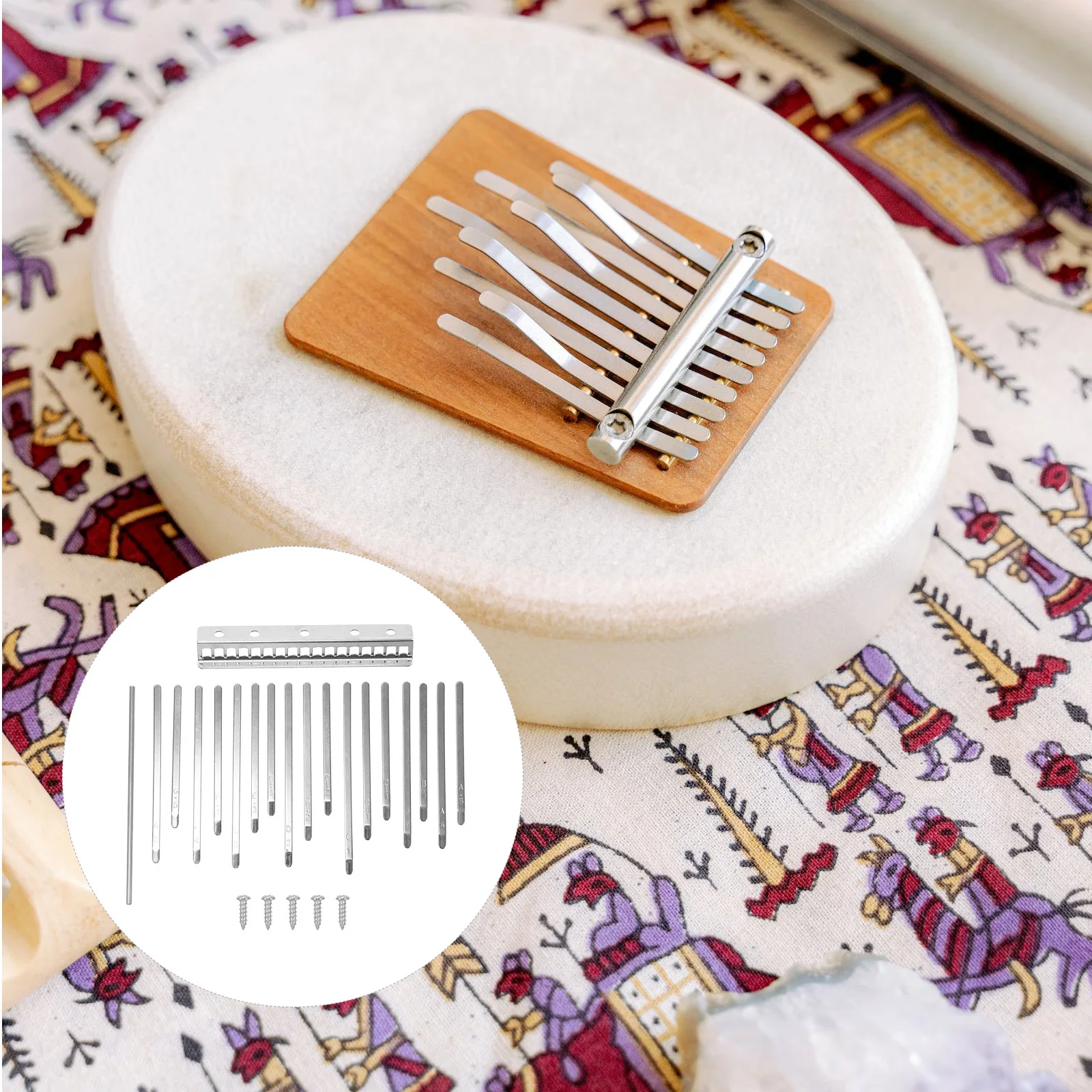 

1Set Metal Kalimba 17 Key Thumb Piano DIY Instrument with Crisp Sound for Relaxation Music Learning Decorative Use