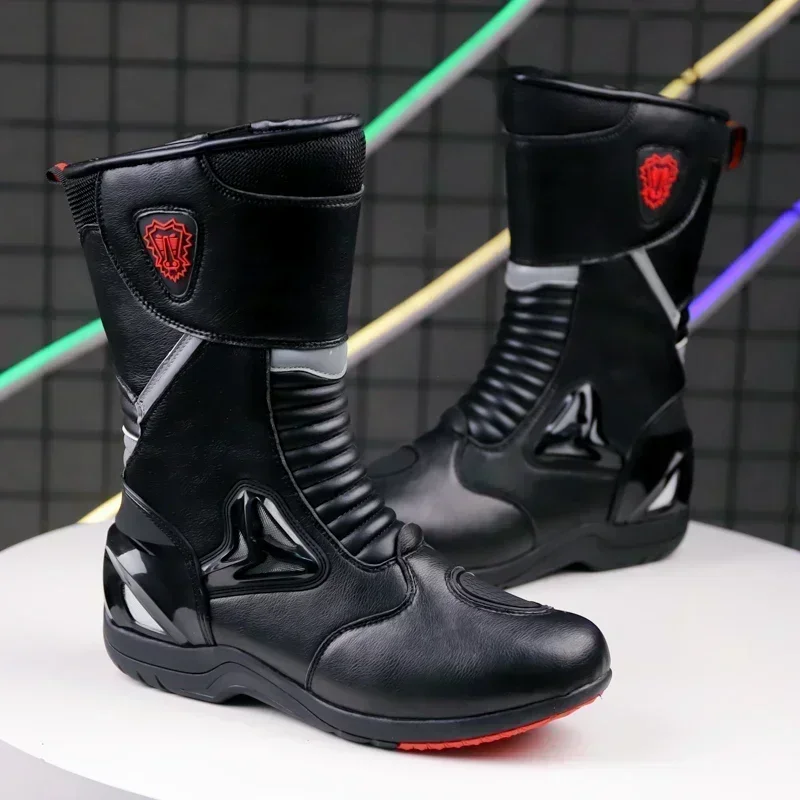 JG.WOLVES Women Motorcycle Boots Men Motocross Speed Motorcycle Motorbike Rider Shoes Racing Competition High Top Boots for Men