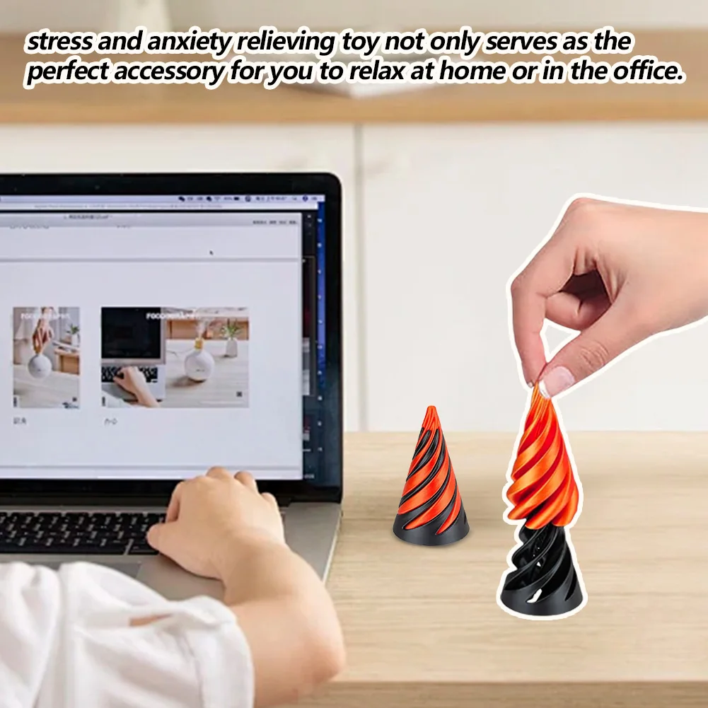 3D Printed Spiral Cone Toy Fidget Toy  Impossible Pyramid Passthrough Sculpture Pass Through Pyramid Fidget Toy