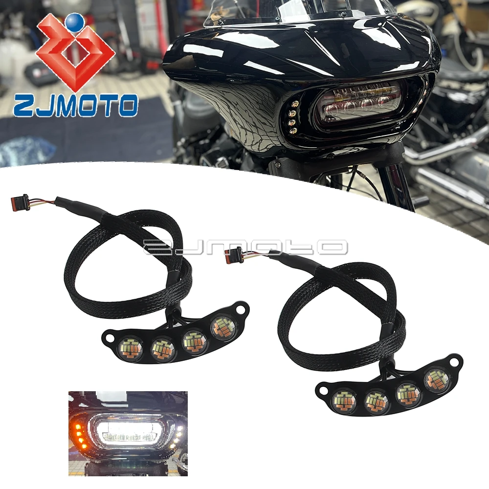 

For Harley Softail Fat Bob FXFB 2018-2019 114 FXFBS 18-2024 Motorcycle Accessories Fairing Side 23mm 4014 Turn Signal Light DRL