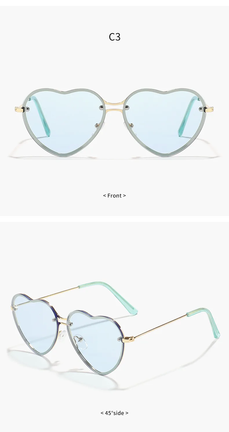 Neue Vintage Runde Sonnenbrille für Damen und Herren Marken-Sonnenbrillen Herzförmige Brillen für Männer und Frauen – Detail 8