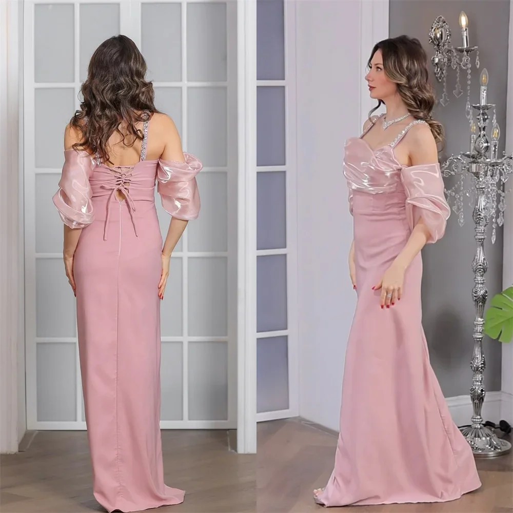 

Customized Saudi Arabia Prom Gown Column Floor Length Skirts Vertically Bespoke Occasion Dresses Dearin Ye Formal Evening Dress