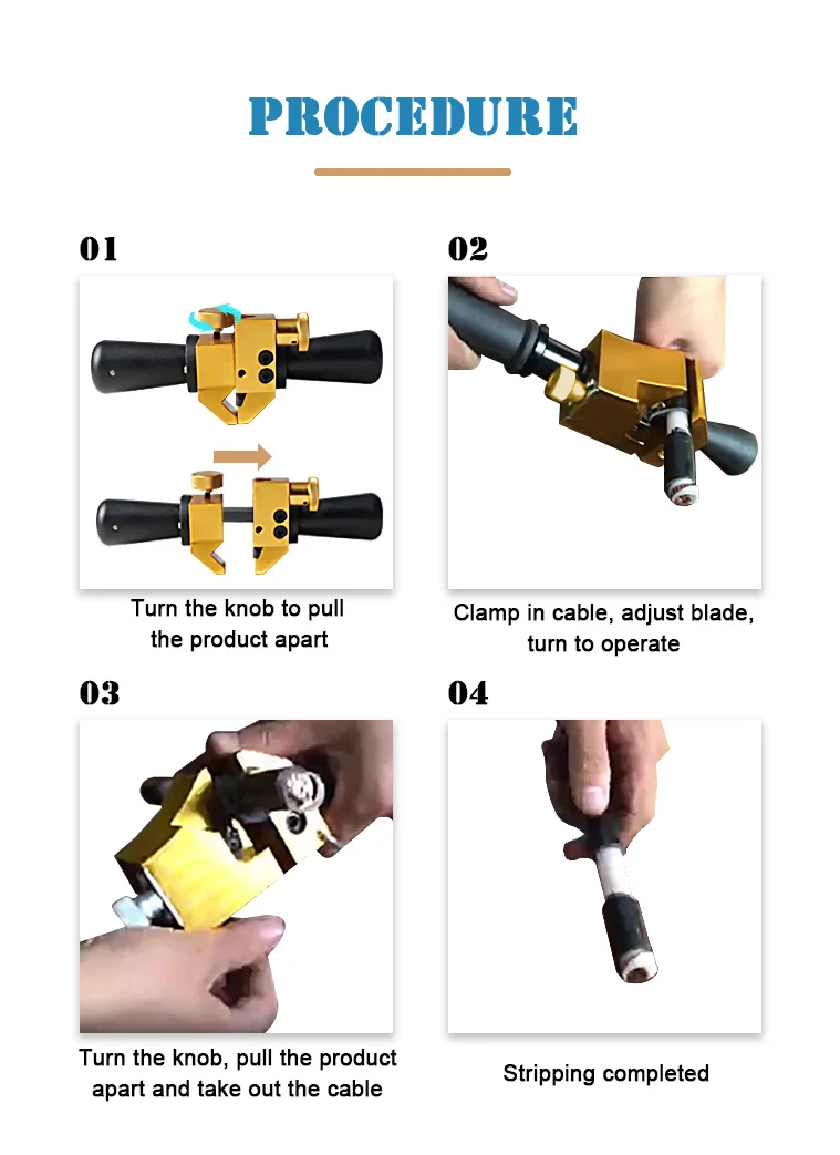 Stainless Steel Manual Rotary Cutting Insulation Stripping Machine Tool Hydraulic Compatible Cable Stripping Tool