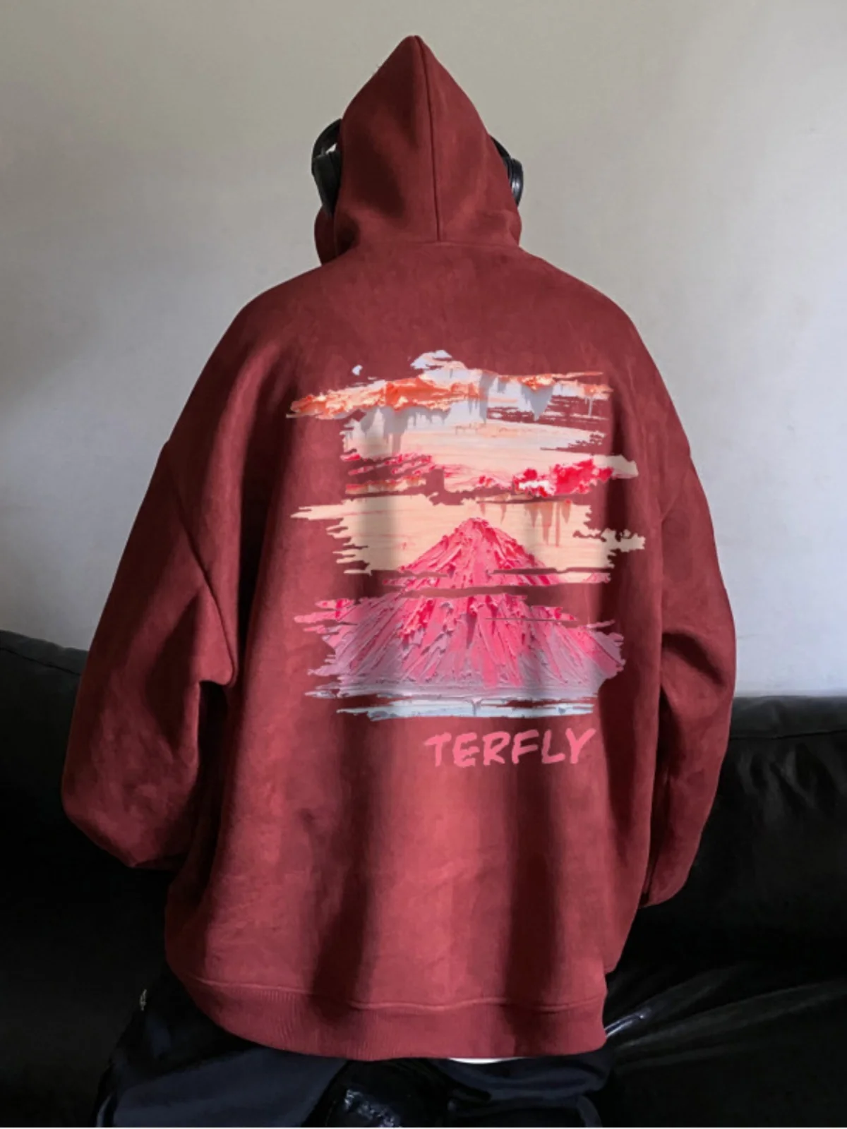 

Ретро-американская замшевая толстовка для мужчин: модный повседневный топ с принтом для подростков и студентов, весна-осень, Haome Clothes