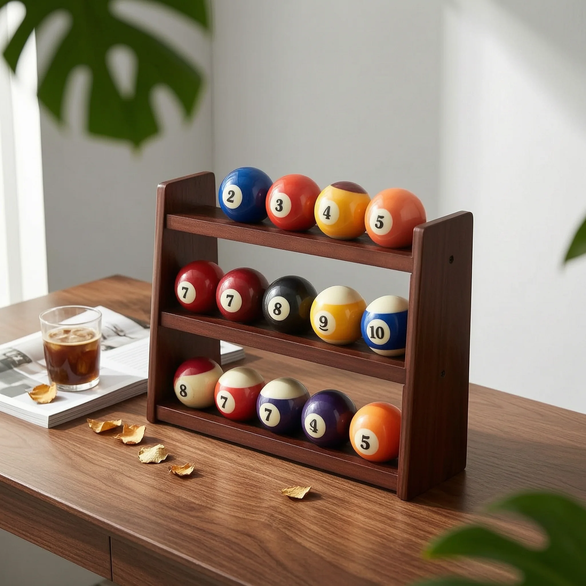 Pool Cue Rack with Accessory Storage Compact Pool Cue Rack Long-Lasting Elegant for Game Room, Home Bar