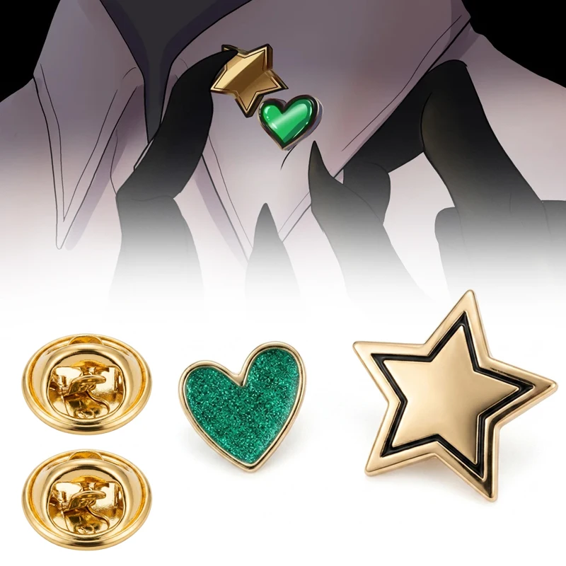 Game The Freak Circus Harlequin Cosplay Earrings Badge Love Irregular Ear Studs Star Metal Brooch Jewelry Accessories