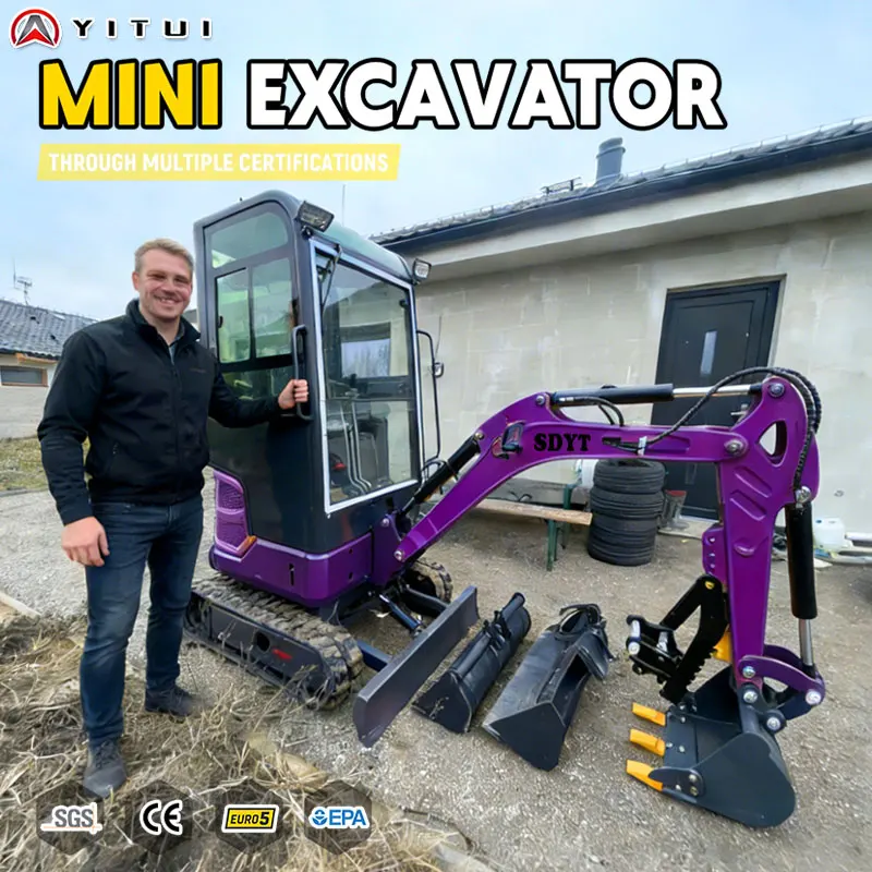

Mini Excavator 1.2 Tons Kubota Engine Customized Euro 5 Standard Large Arm Side Swing Fast Delivery