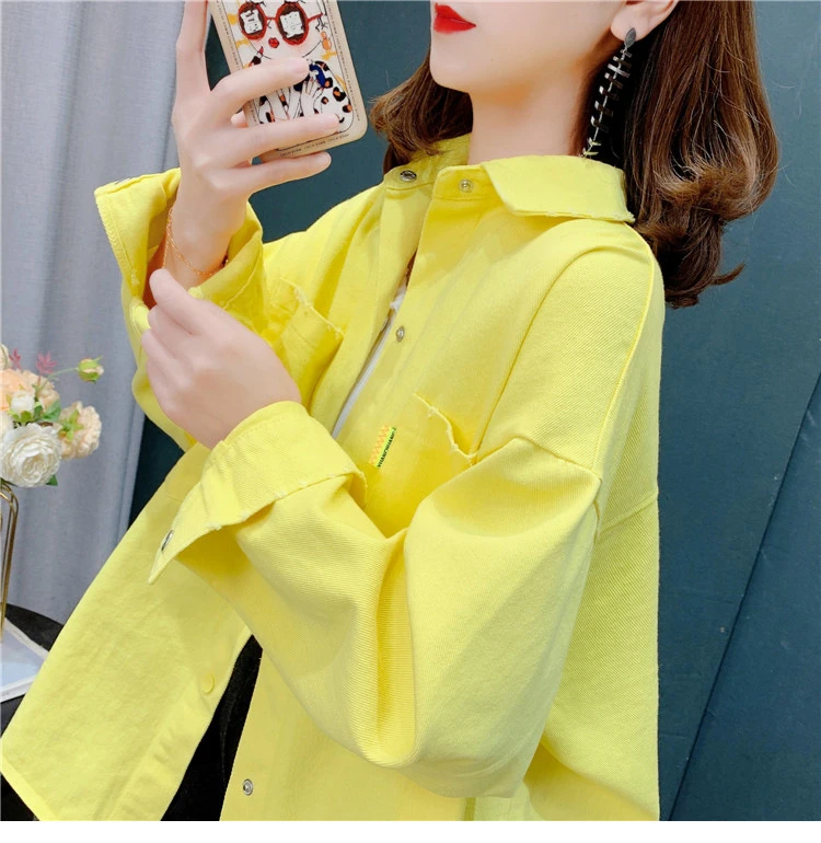 12+ معطف أطفال بناتي لربيع وخريف كاجوال مقاس كبير من قماش الدنيم فضفاض