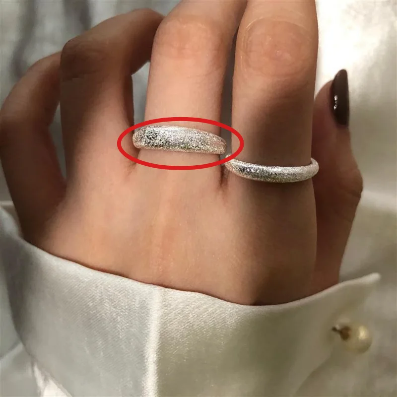 925 Sterling Silver Designer Jewelry Sanding Open Rings For Women Wedding Engagement Accessories Jewellery Argent 925