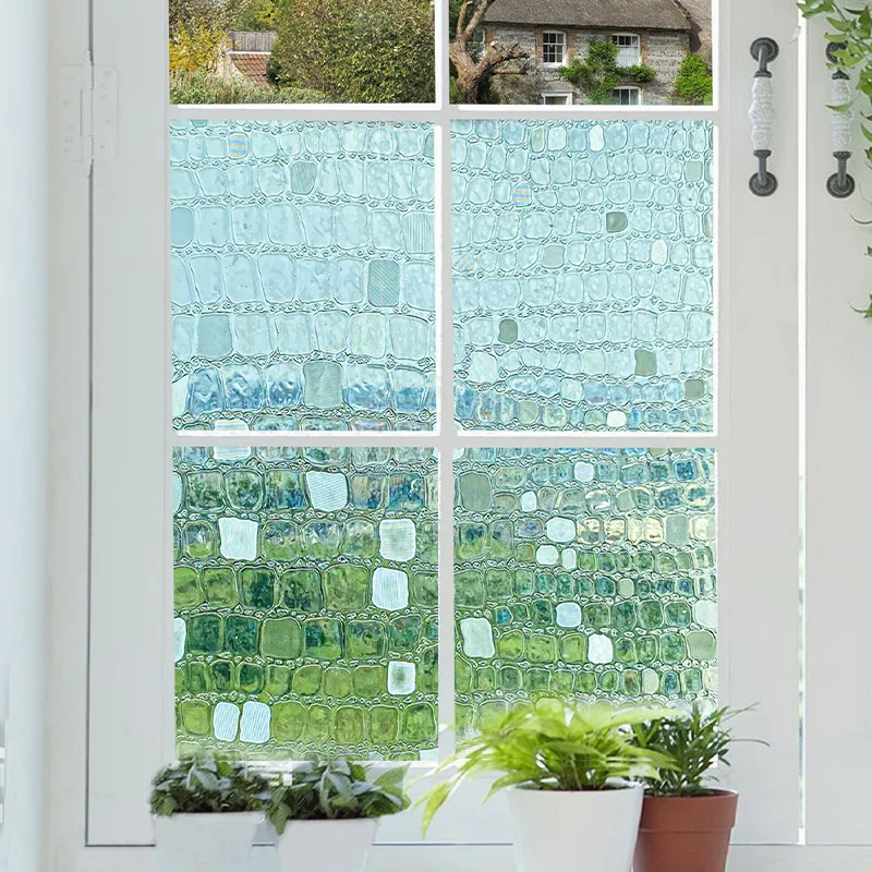 Transparent Glass Sticker Translucent Opaque 3D glass PVC Window Film Ice Crocodile Skin Pattern