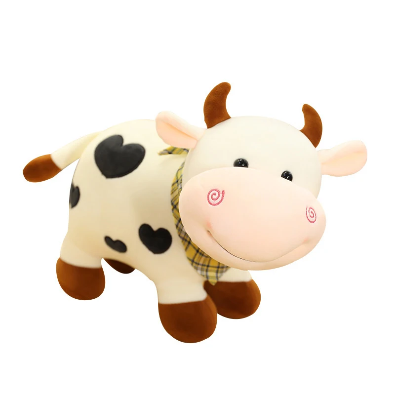 Vaca Cartoon Plush Toy para meninas, Animal bonito, Vaca, Macio, Kawaii, Algodão, Cheio, Decoração de casa