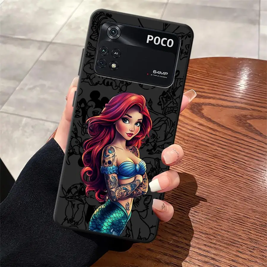ديزني الوشم ارييل الأميرة الحال بالنسبة Xiaomi Poco M5 C50 C51 F3 F4 F5 X3 X4 X5 C65 M3 M4 برو لينة الغطاء الخلفي للهاتف