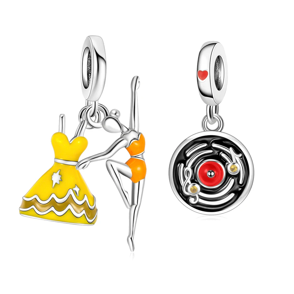

Ballet Girl & Vinyl Record Music Pendant Charms Beads Fit Pan Bracelet Necklace DIY Women Jewelry Making Original Design