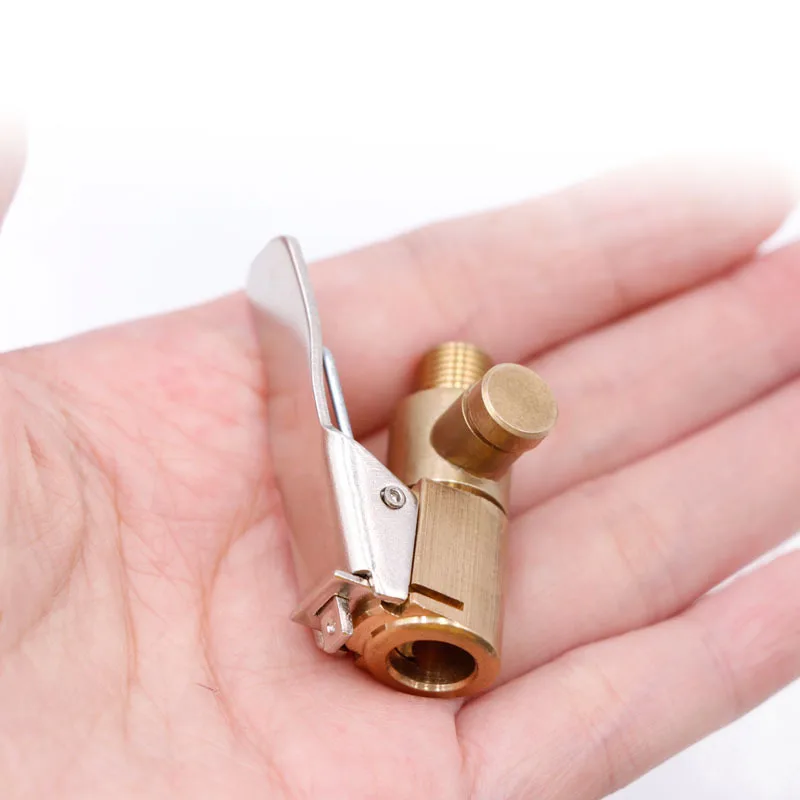 New Advanced Car Tire Air Chuck Inflator Pump Valve Connector Clip-on Adapter Car Brass 8mm Tyre Wheel Valve For Inflatable Pump