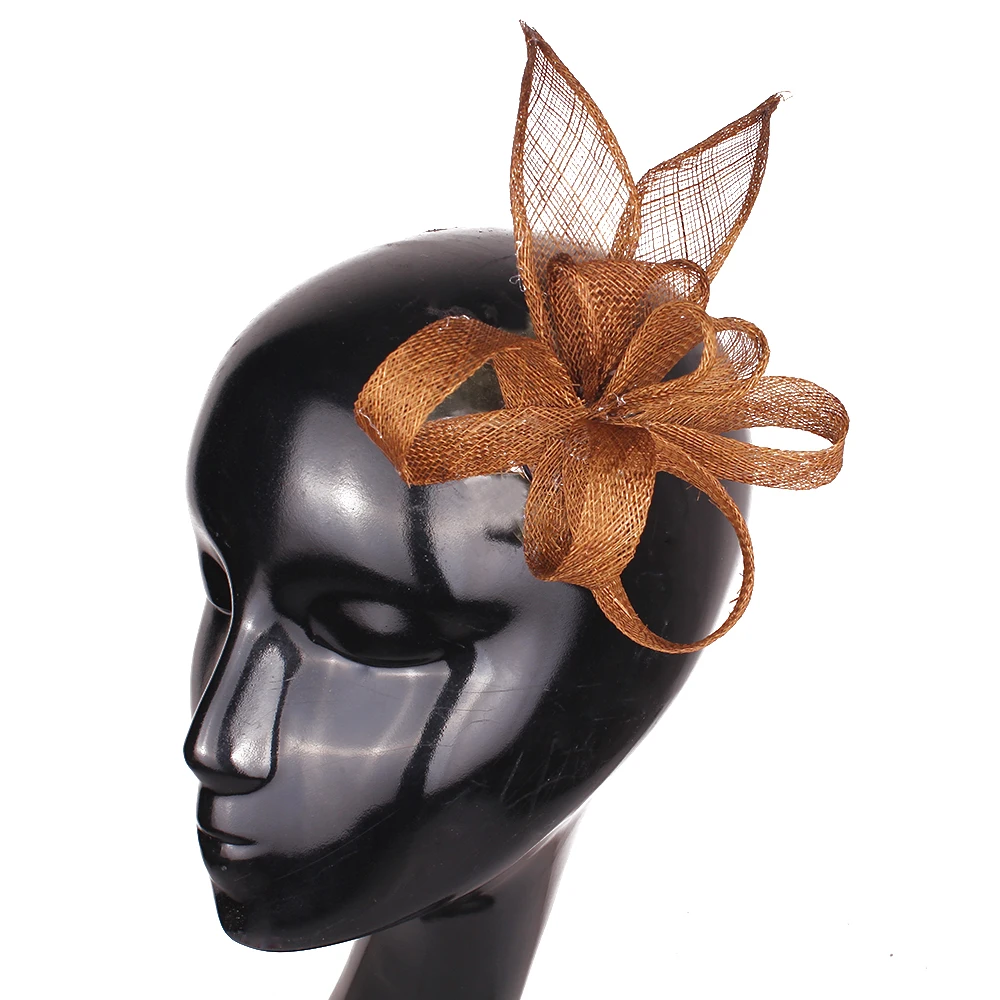 Brown Sinamay Fascinators With Veils Racing Season Hats Wedding Hat For Cocktail Party Event Occasion New Style High Quality