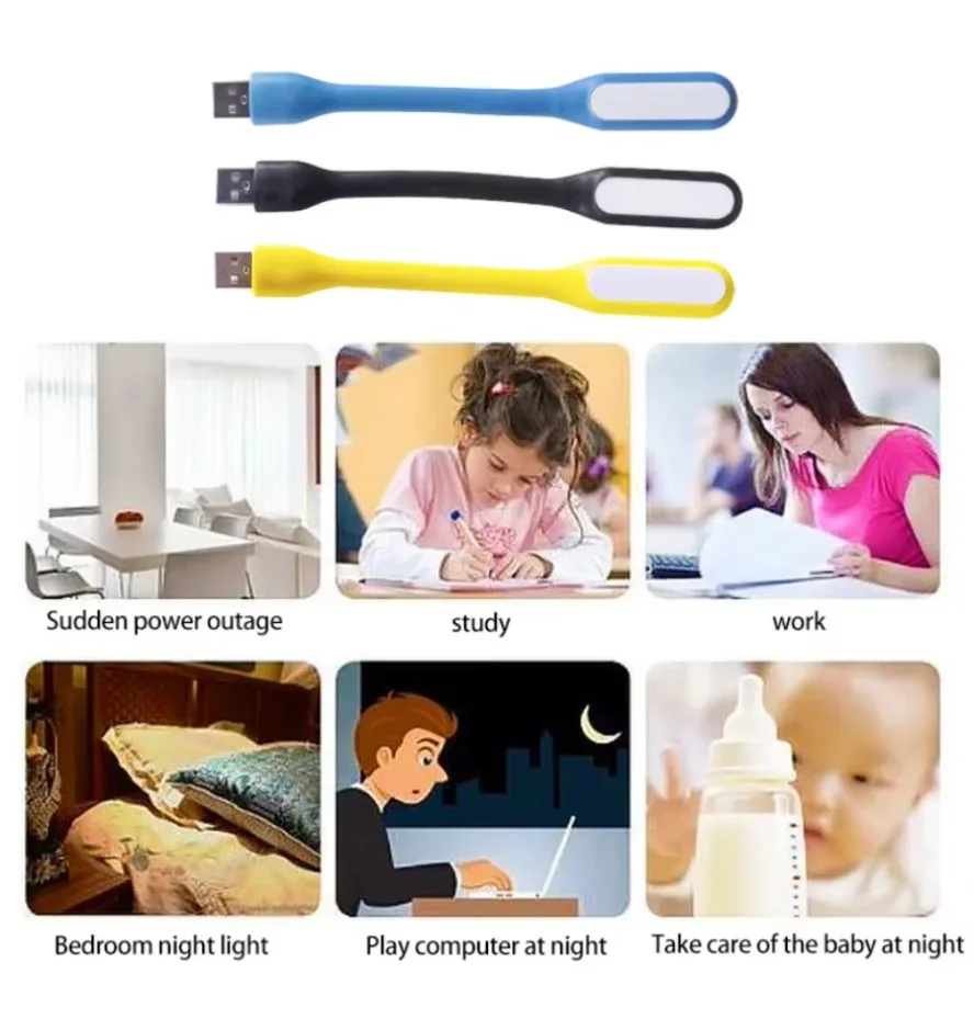 Mini Lampe de Lecture LED Pliable, USB, 5V, 10 Couleurs, Veilleuse de Camping, Lampes de Table pour Banque d'Alimentation, PC, Ordinateur Portable