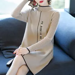 Fashion Stand Collar Spliced Letter Korean Mini Dress Women's Clothing Autumn Winter Loose Loose Office Lady Ladies Dresses