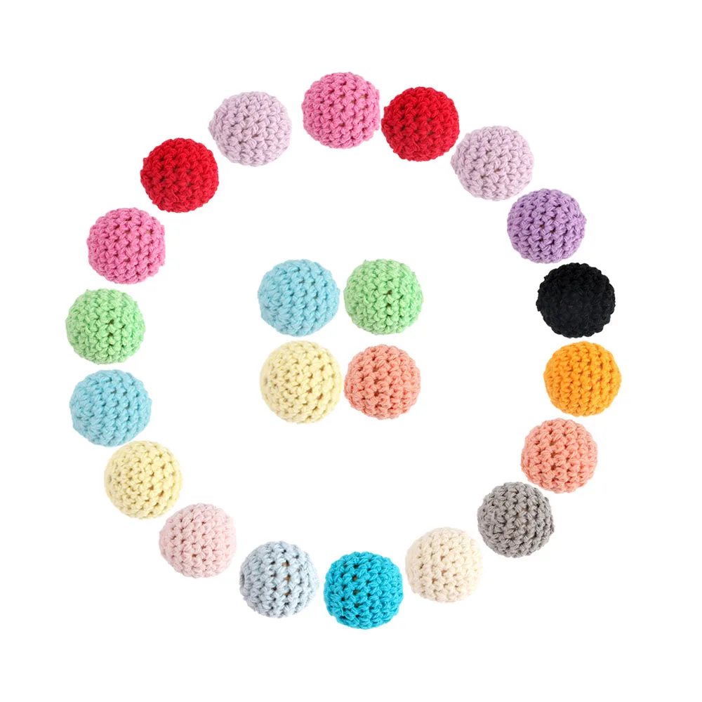 20Pcs  16/20MM Wooden Beads Crochet Bead Teether OaganicBaby Teethers Bpa Free Wooden Diy Tiny Rod Baby Teething Toy