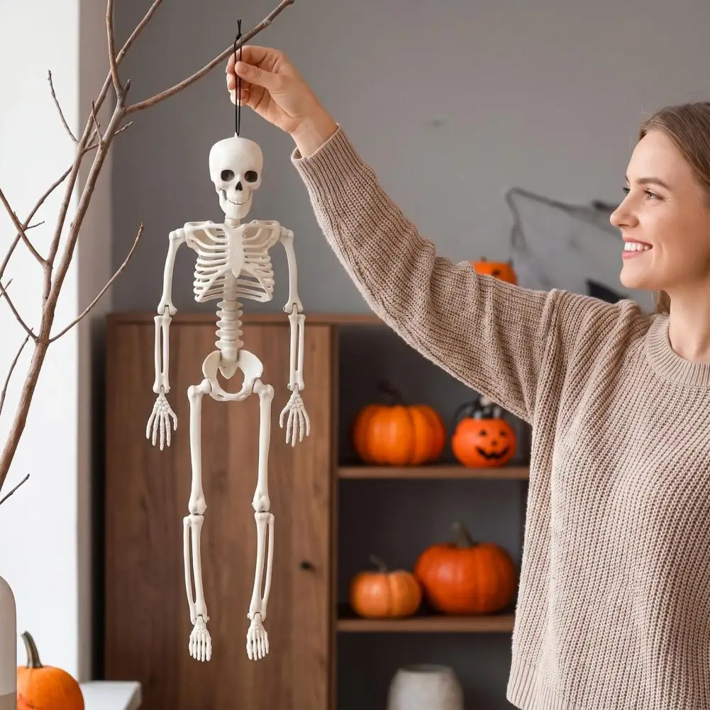 Spooky Cemetery Decorations for Party Realistic Halloween Skeleton Figure with Posable Joints Mini Plastic Bones for Haunted