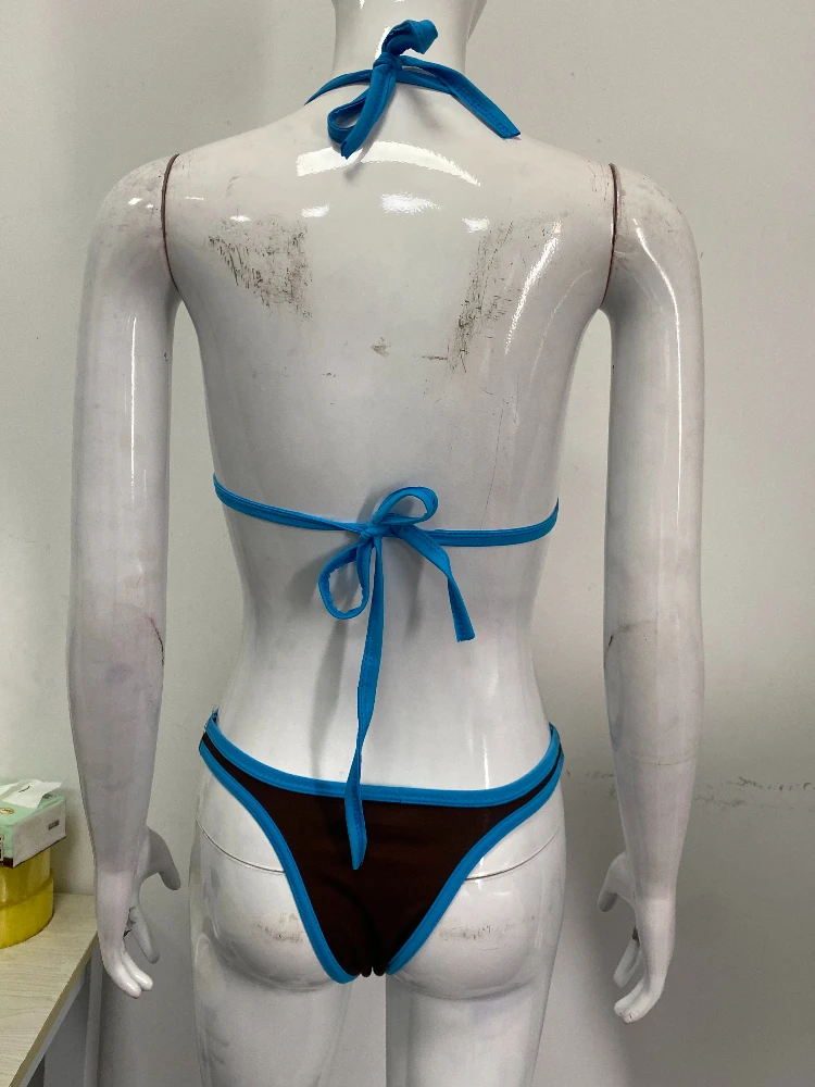2025 summer new bikini swimsuit split swimsuit women's two-piece set solid color ins underwear y2k