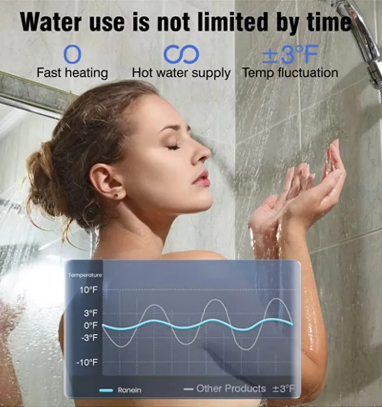 سخان مياه غاز البترول المسال المتقدم 10 لتر 12 فولت، بدء تشغيل ضغط المياه المنخفضة مع التحكم المخصص في درجة الحرارة لـ RV الممتاز وغير الشبكة #6