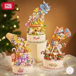 LOZ-1957 Christmas series Revolving music box Christmas House Music Box Santa Claus Children's Christmas building blocks