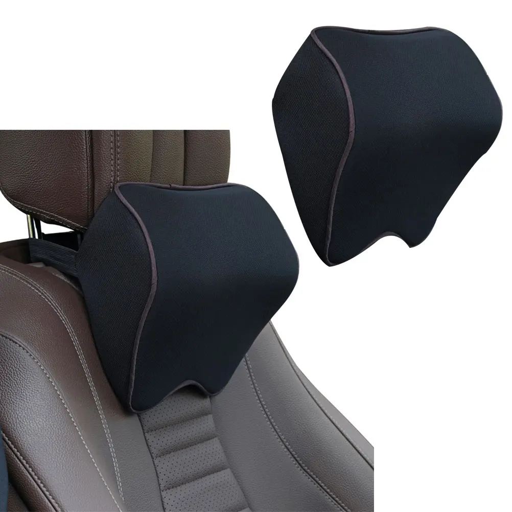 

Dual Car Seat Headrest Memory Foam Neck Pillow U-Shaped Buckle Waist Cushion For Vehicle Universal Fit Black Coffee Brim Durable