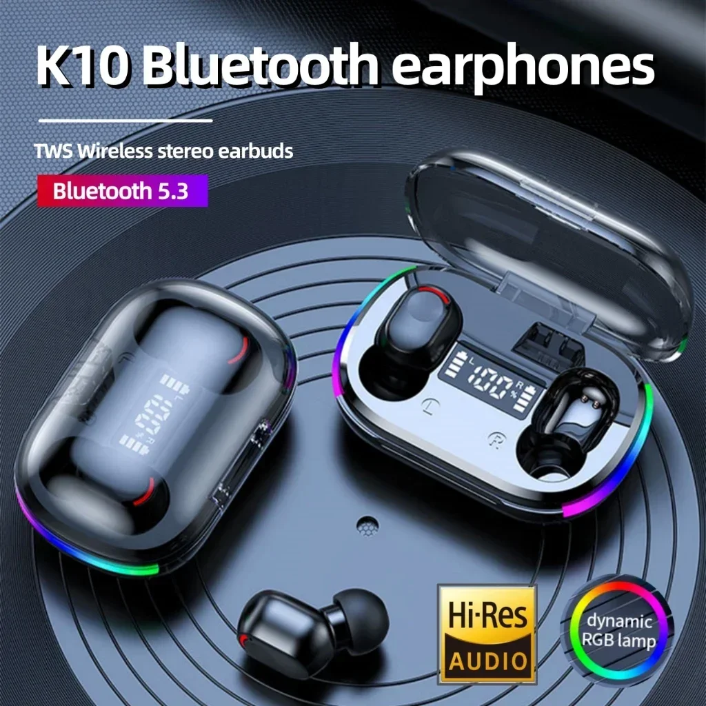 Original K10 Fone Bluetooth Earphones Wireless Headphones for Xiaomi LED Display Earbuds with Mic Wireless Bluetooth Headset