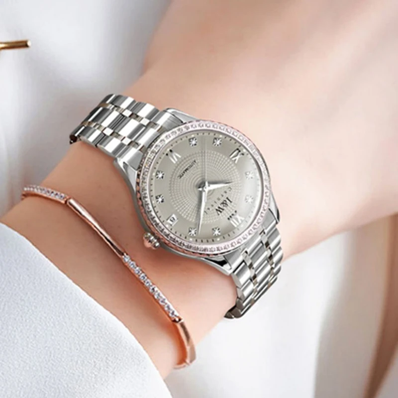 IW Exquisite Diamond Women Watch Luxury Fashion Stain Steel Ladies Waterproof MIYOTA Automatic Mechanical Wristwatch Female