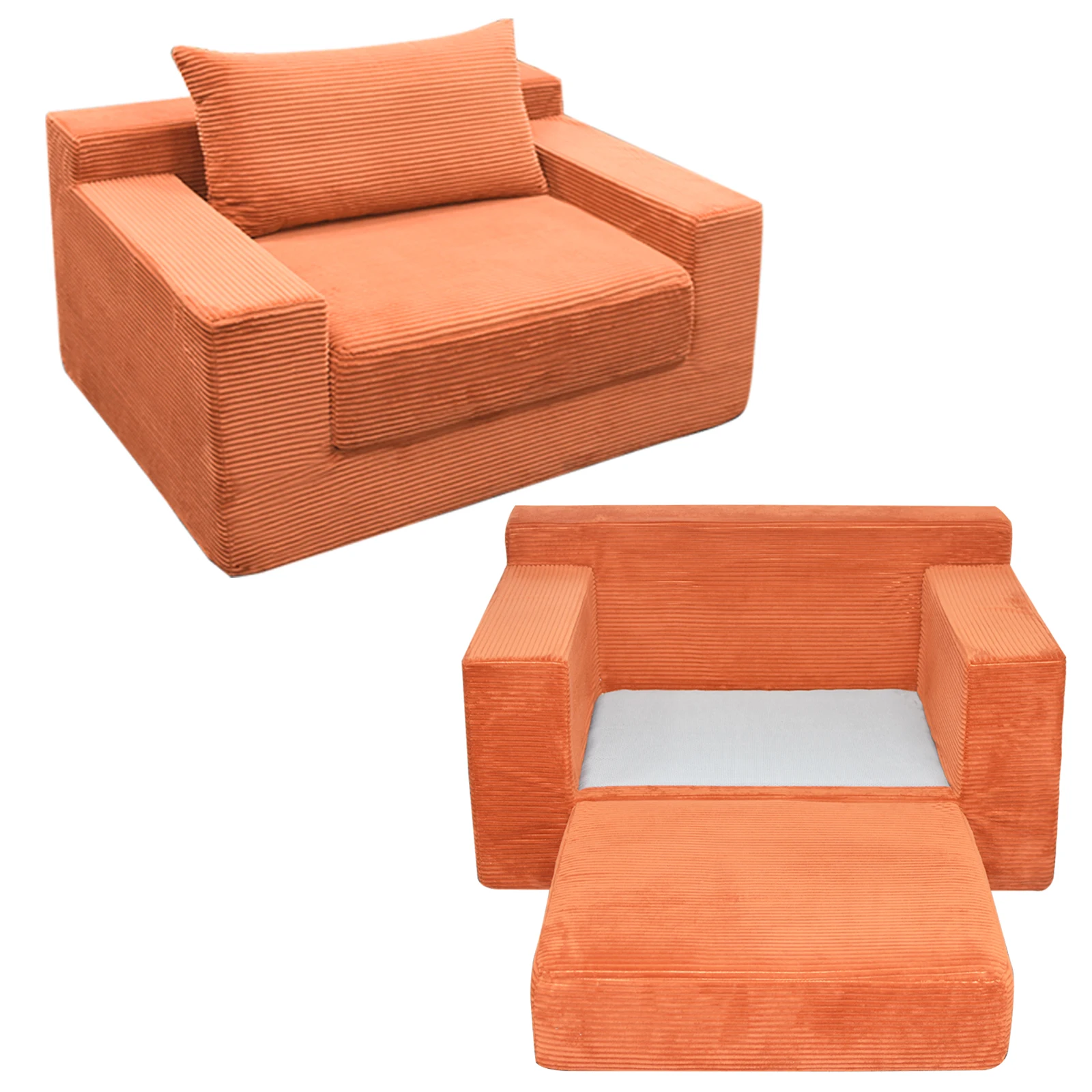 Corduroy Single Sofa Chair with Soft Padded Seat, High Resilience Sponge Sofa Chair Use for Bedroom, Study, Living room Chairs