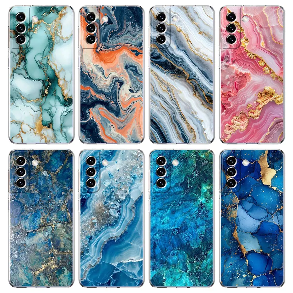 Phone Case For Samsung Galaxy S26 S25 FE S24 S23 S22 S21 Ultra S20 5G S10E Plus Protect Clear Cover Granite Marble