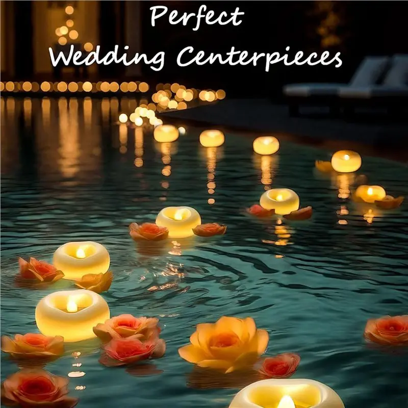 ABYP 24 Pack 2 pouces LED bougie flottante 200 heures activé par l'eau sans flamme bougie flottante pour la décoration de la piscine, mariage