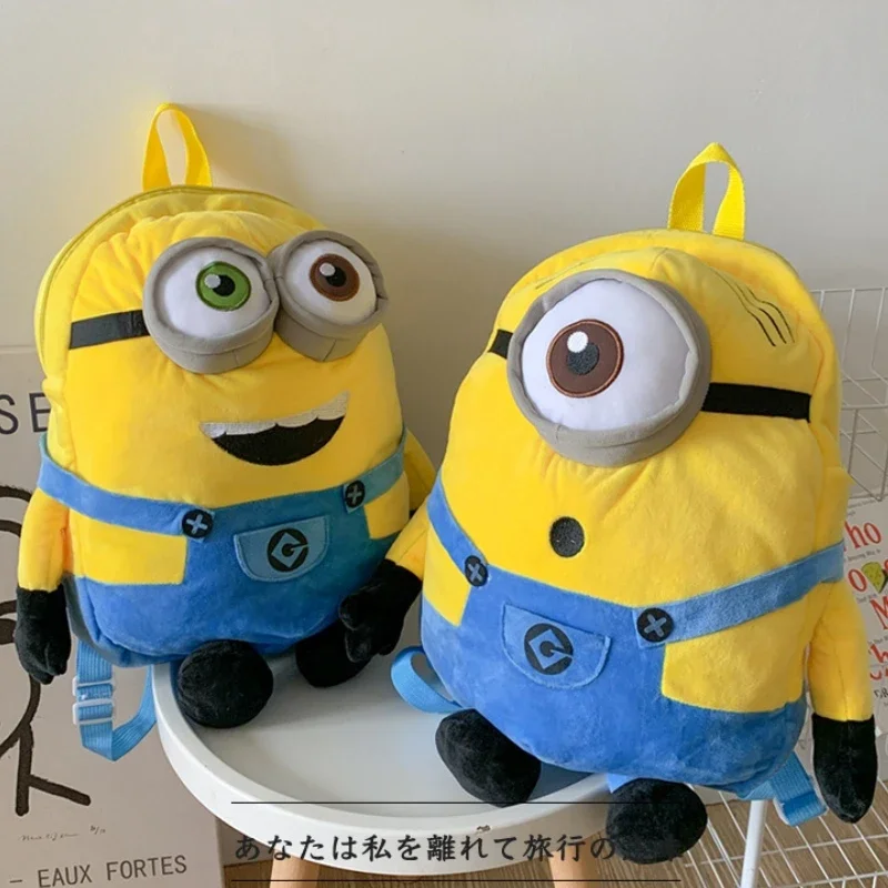 2024 New Minions Despicable Me 4 Plush Backpack Creative Anime Picture Embroidery Fashion Large Capacity Storage Soft Backpack