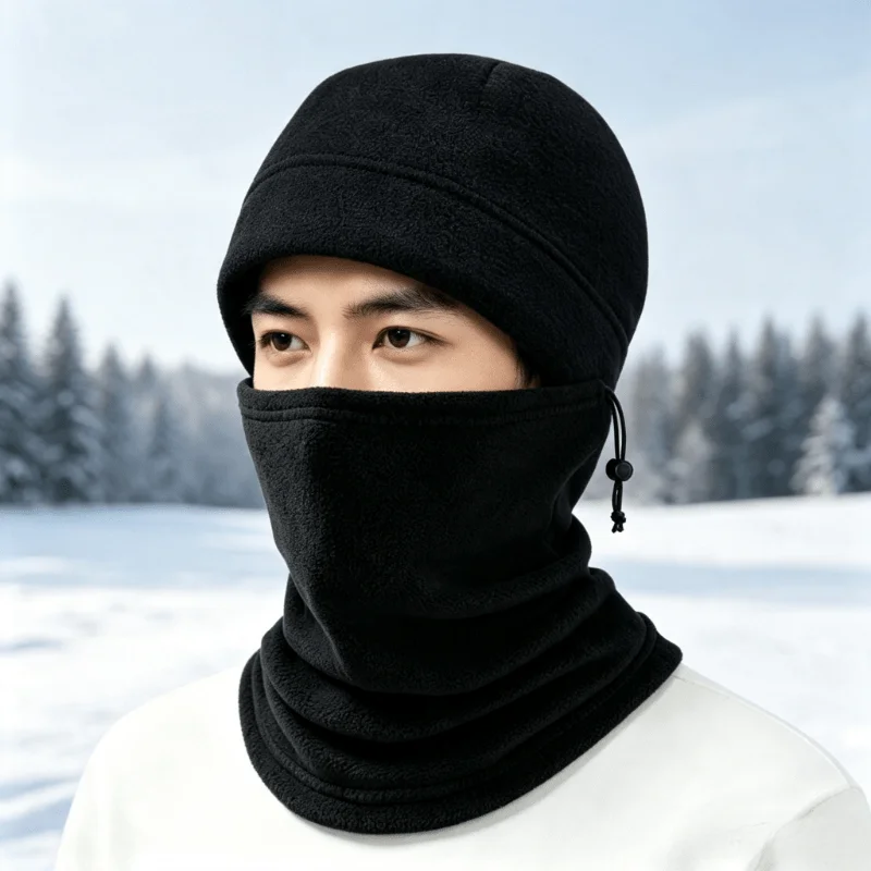 Warm Winter Hat and Scarf Set  for Men Women Cycling Thermal Fleece Caps Outdoor Sport Cold Proof Skiing Hiking