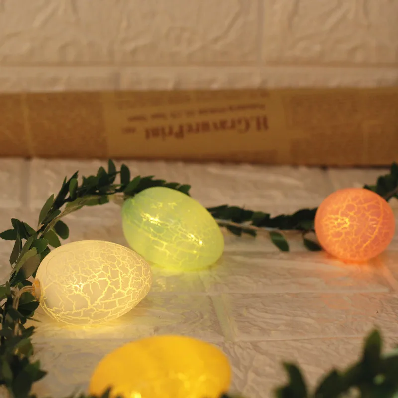 Easter Green Leaf Egg LED Light String, Cracked Egg Cor, Flash Lights, Festival da Videira, Decorativo, Novo