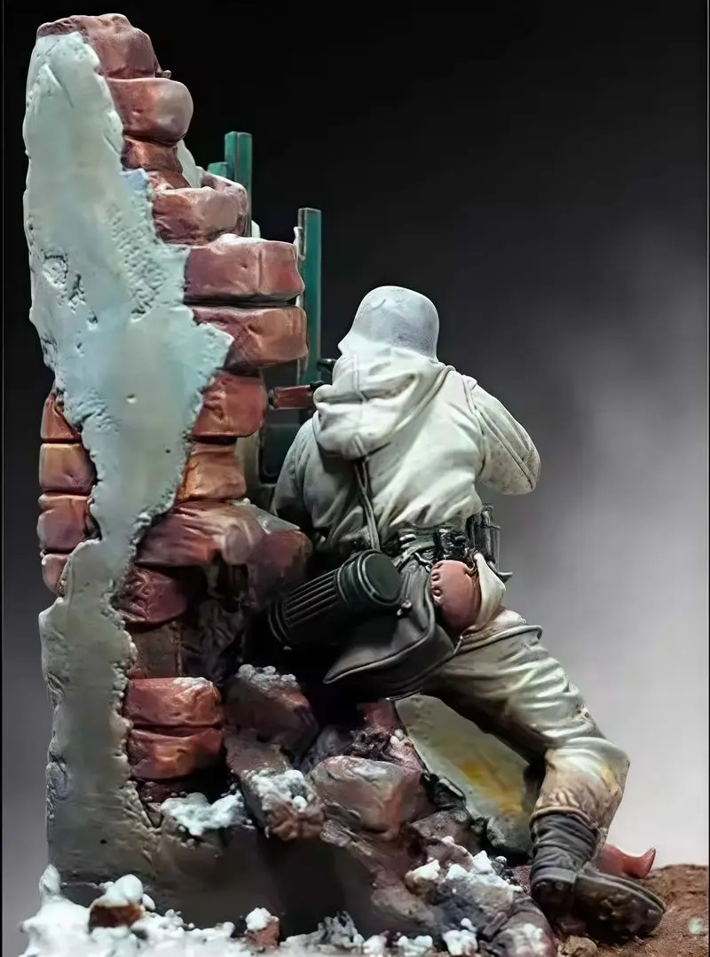 نموذج جندي من الراتنج 1/18 (قناص واحد، بما في ذلك المشهد والقاعدة) تمثال نموذج أبيض Gk مجموعة غير مجمعة وغير مطلية