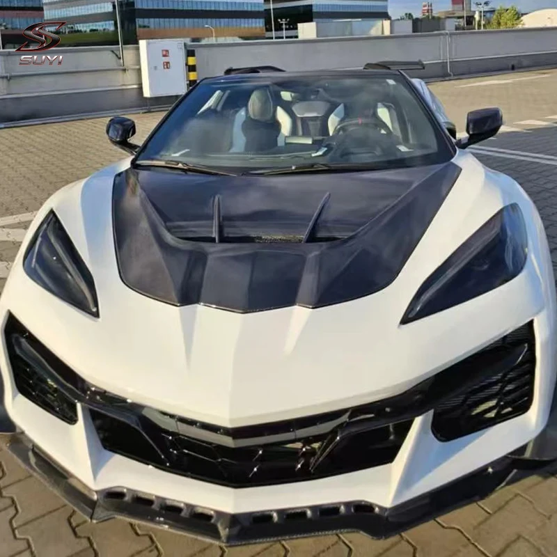 

High Performance Carbon Fiber Engine Hood with Large Vents, Fit