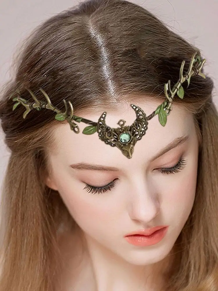 Couronne d'elfe, diadème d'elfe, serre-tête de vigne, couronne de sorcière féerique, bandeau gothique, robe de forêt, accessoires pour cheveux de mariage