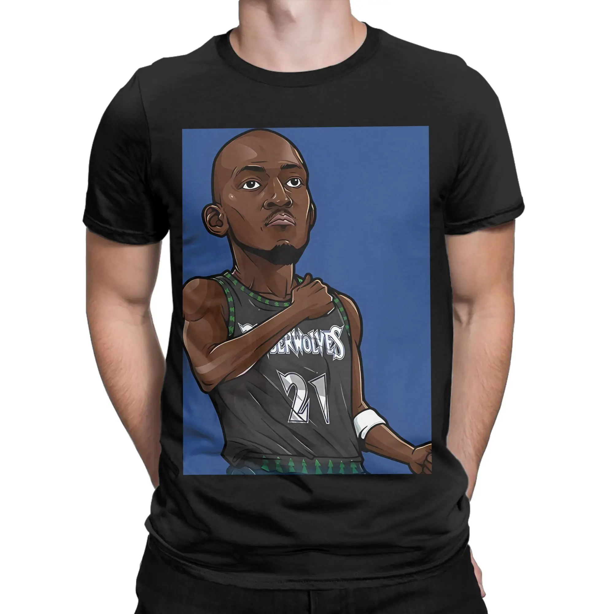 Camiseta divertida de algodón 100% de Kevin Garnett 21 Chibi, camisetas de Kevin Garnett para hombres